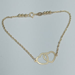 PULSERA TEJIDO ESPECIAL C CORAZONES 14K 18 CM 1.7 GR (NUEVO)