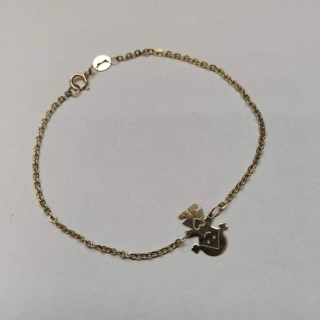 PULSERA ESP CON DIJE DE NIÑA 14K 18 CM 1.4 GR (NUEVO)