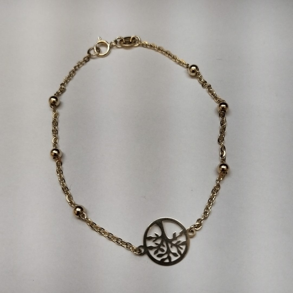 PULSERA TEJIDO ESPECIAL ARBOL 14K 18 CM 1.7 GR (NUEVO)