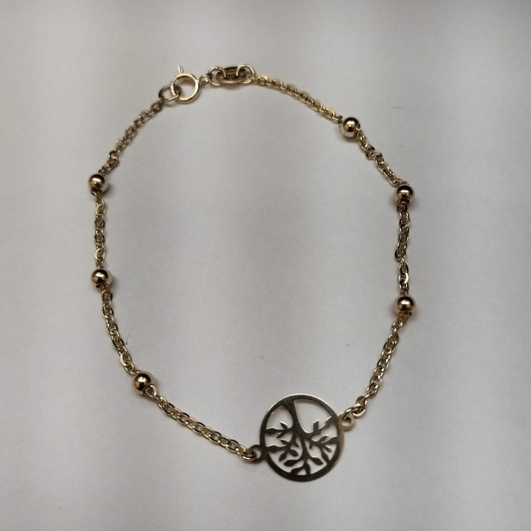 PULSERA TEJIDO ESPECIAL ARBOL 14K 18 CM 1.7 GR (NUEVO)