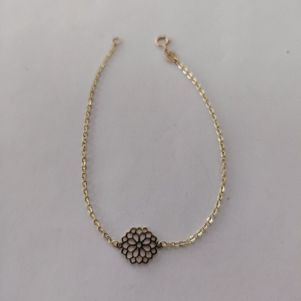 PULSERA TEJIDO ESPECIAL CON MANDALA 14K 18 CM 1.3 GR (NUEVO)