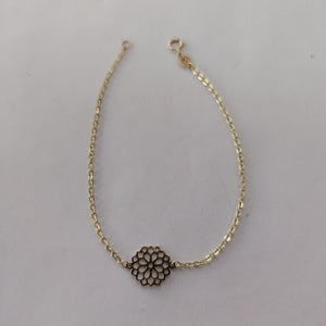PULSERA TEJIDO ESPECIAL CON MANDALA 14K 18 CM 1.3 GR (NUEVO)