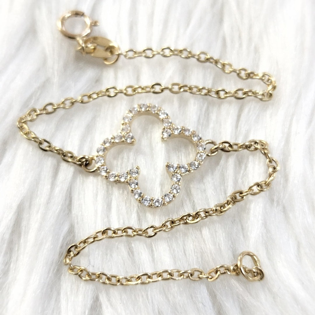 PULSERA TEJIDO ESPECIAL C CIRCONIAS 14K 18 CM 1.8 GR (NUEVO)