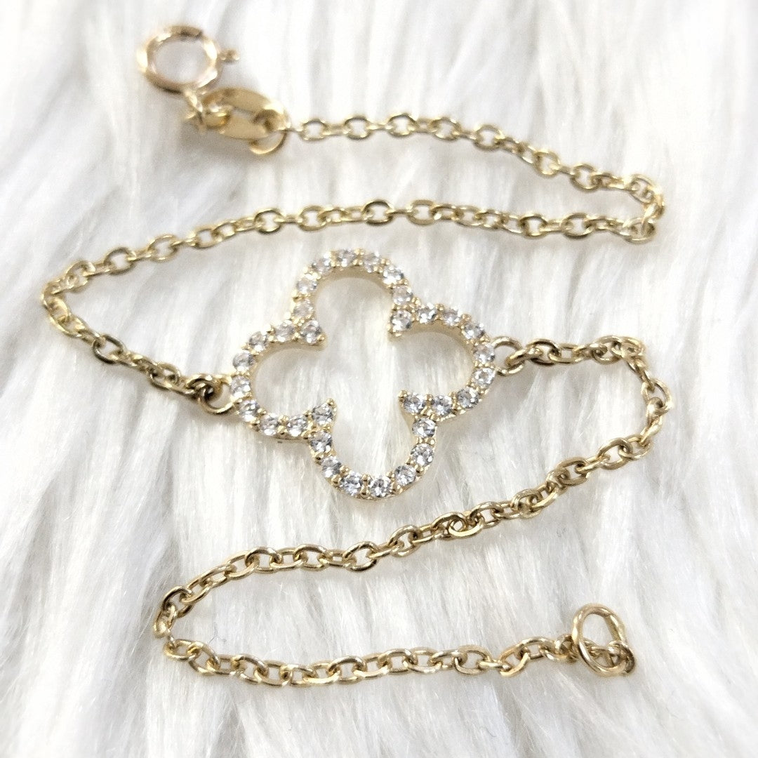 PULSERA TEJIDO ESPECIAL C CIRCONIAS 14K 18 CM 1.8 GR (NUEVO)