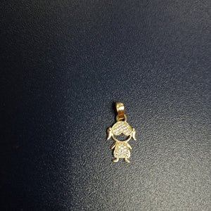DIJE TEJIDO NIÑA CON CIRCONIAS 14K 0.8 GR (NUEVO)