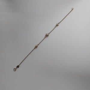 PULSERA TEJIDO ESPECIAL CON CORAZONES 14K 18 CM 1.6 GR (NUEVO)