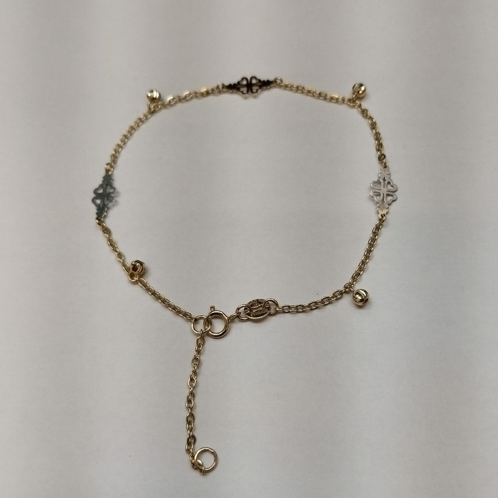 PULSERA ESPECIAL CON TREBOL 14K 18 CM 1.8 GR (NUEVO)
