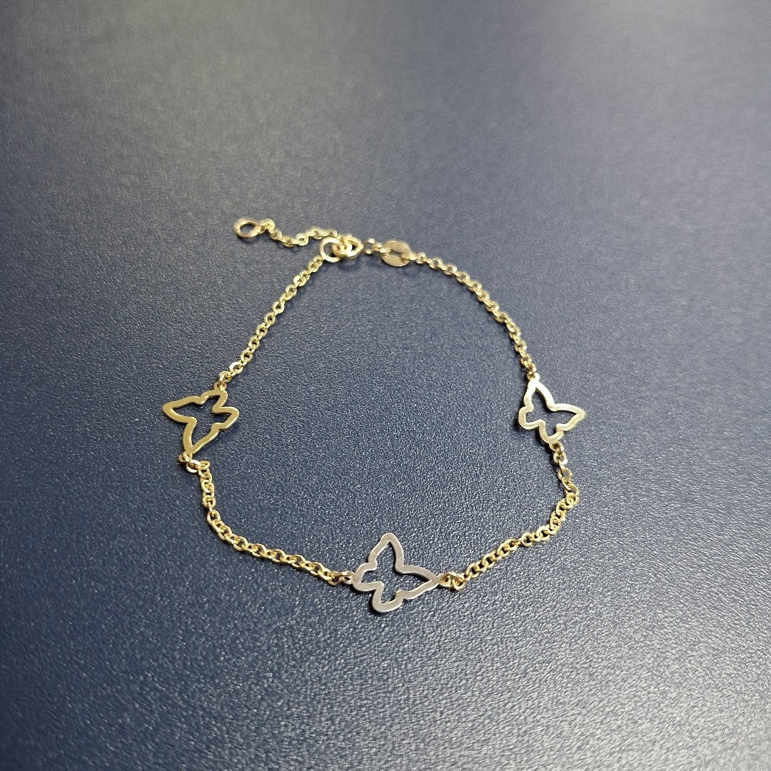 PULSERA ESPECIAL C MARIPOSAS 14K 18 CM 1.7 GR (NUEVO)