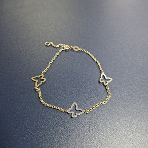PULSERA ESPECIAL C MARIPOSAS 14K 18 CM 1.7 GR (NUEVO)