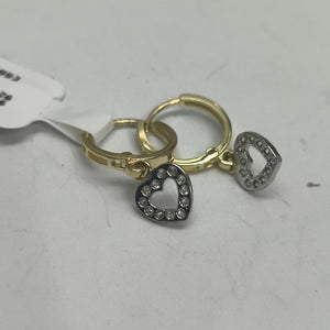 ARETES HUGGIES CON DIJE CORAZON Y CIRCONIAS 14K 2.2 GR (NUEVO)
