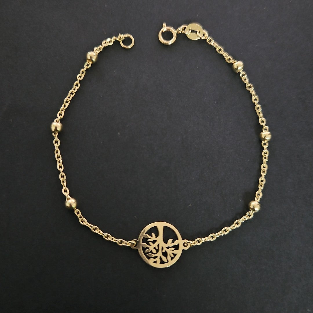 PULSERA TEJIDO ESPECIAL ARBOL 14K 18 CM 1.8 GR (NUEVO)