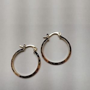 ARETES TEJIDO ARRACADAS BISELADAS COMBINADAS 14K 1.3 GR (NUEVO)