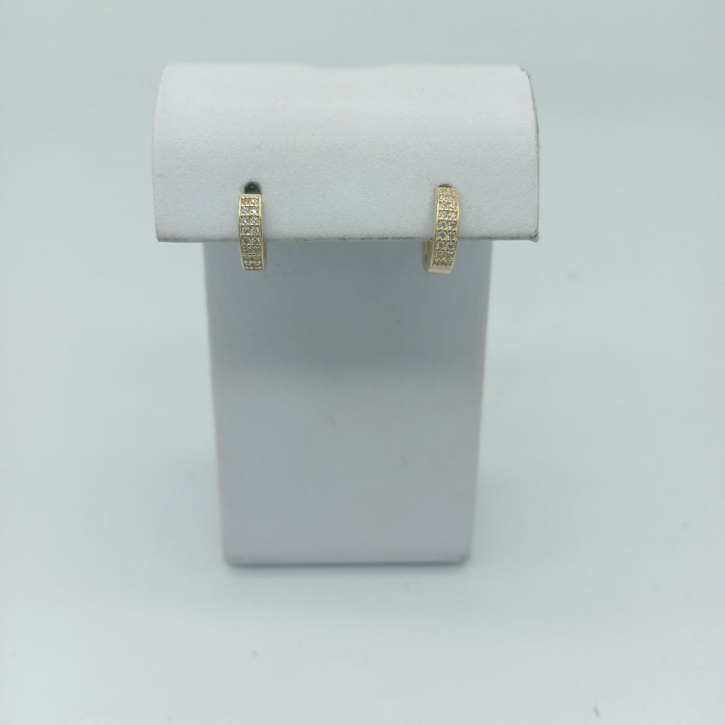 ARETES HUGGIES C CIRCONIAS 14K 2.2 GR (NUEVO)