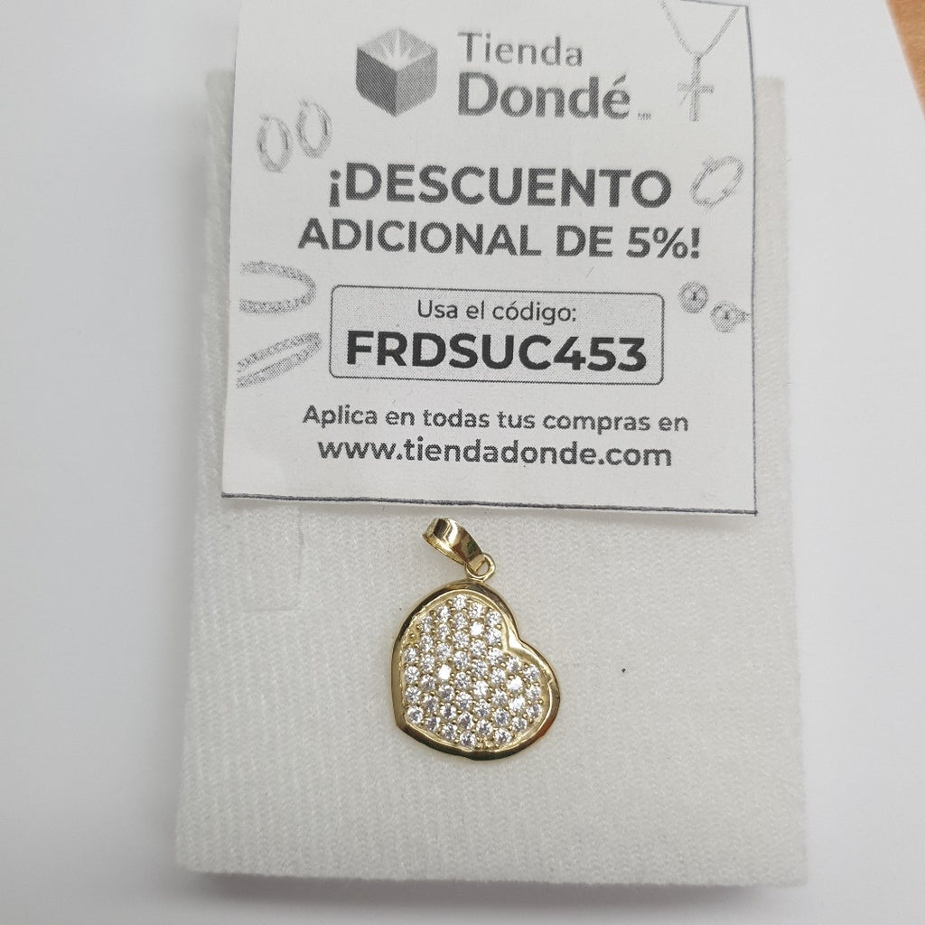 DIJE TEJIDO CORAZON CON CIRCONIAS 14K 1.8 GR (NUEVO)
