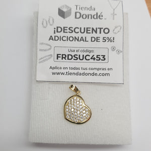 DIJE TEJIDO CORAZON CON CIRCONIAS 14K 1.8 GR (NUEVO)