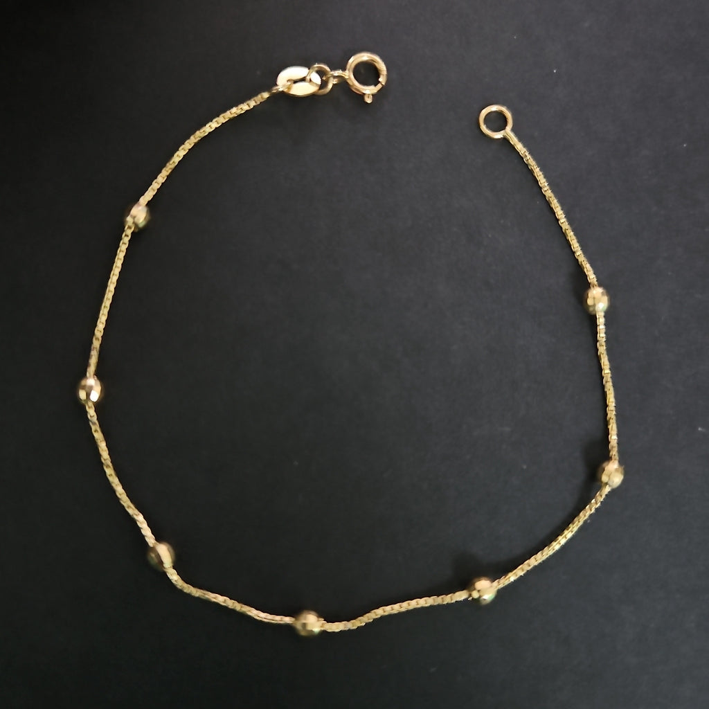 PULSERA ESPECIAL CON BOLITAS 14K 18 CM 1.4 GR (NUEVO)