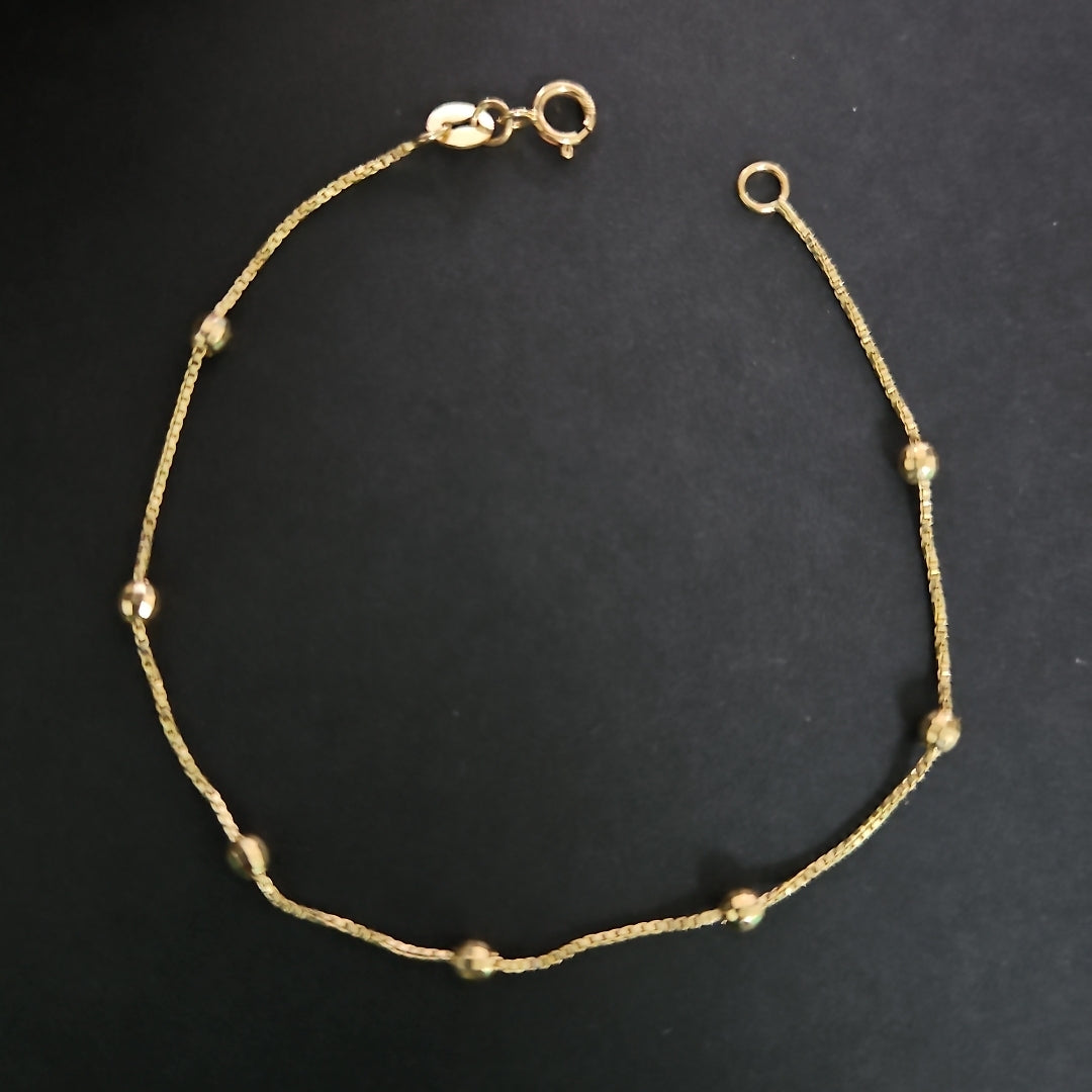 PULSERA ESPECIAL CON BOLITAS 14K 18 CM 1.4 GR (NUEVO)
