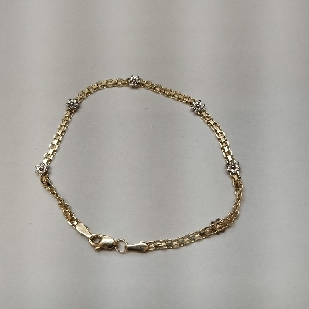 PULSERA ESPECIAL C FLORES 14K 18 CM 2.9 GR (NUEVO)