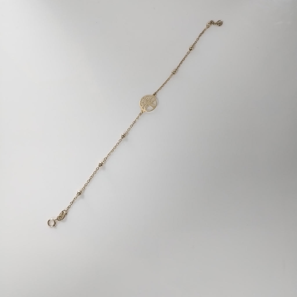 PULSERA TEJIDO ESPECIAL ARBOL 14K 18 CM 1.7 GR (NUEVO)