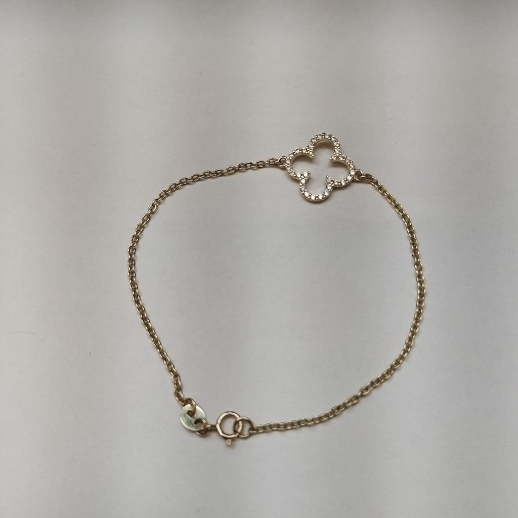 PULSERA TEJIDO ESPECIAL C CIRCONIAS 14K 18 CM 1.8 GR (NUEVO)