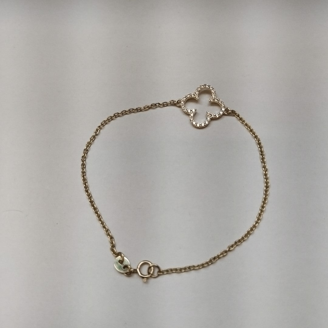 PULSERA TEJIDO ESPECIAL C CIRCONIAS 14K 18 CM 1.8 GR (NUEVO)