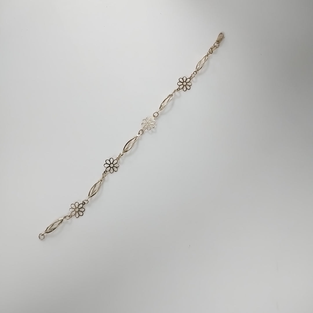 PULSERA ESPECIAL CON FLORES 14K 18 CM 2.7 GR (NUEVO)