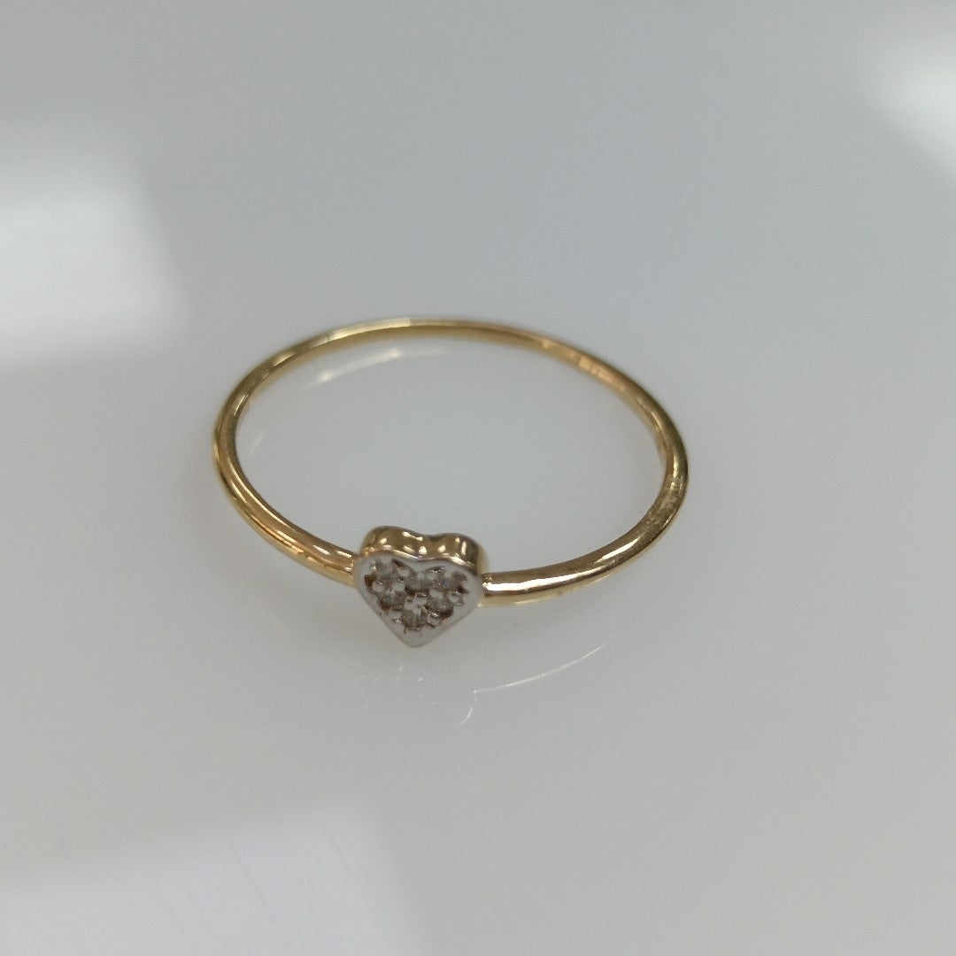 ANILLO ANILLITO CORAZON C CIRCONIA 14K 7 TALLA 0.8 GR (NUEVO)