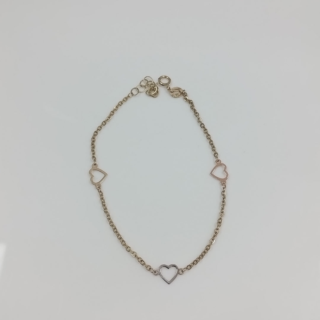 PULSERA ESPECIAL CON CORAZONES 10K 18 CM 1.2 GR (NUEVO)