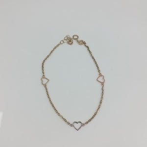 PULSERA ESPECIAL CON CORAZONES 10K 18 CM 1.2 GR (NUEVO)