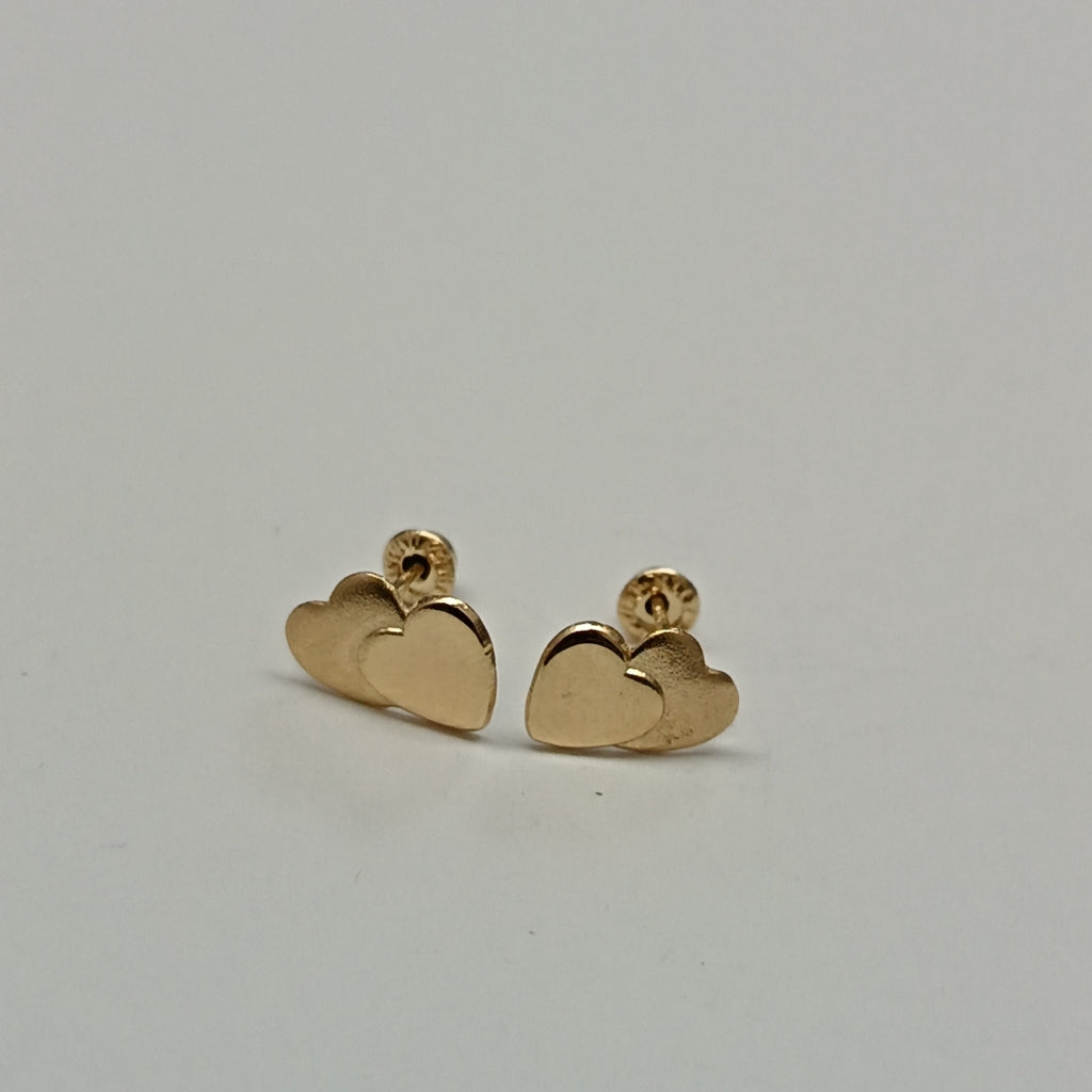 BROQUELES BROQUEL CORAZON DOBLE 14K 0.2171 GR (NUEVO)