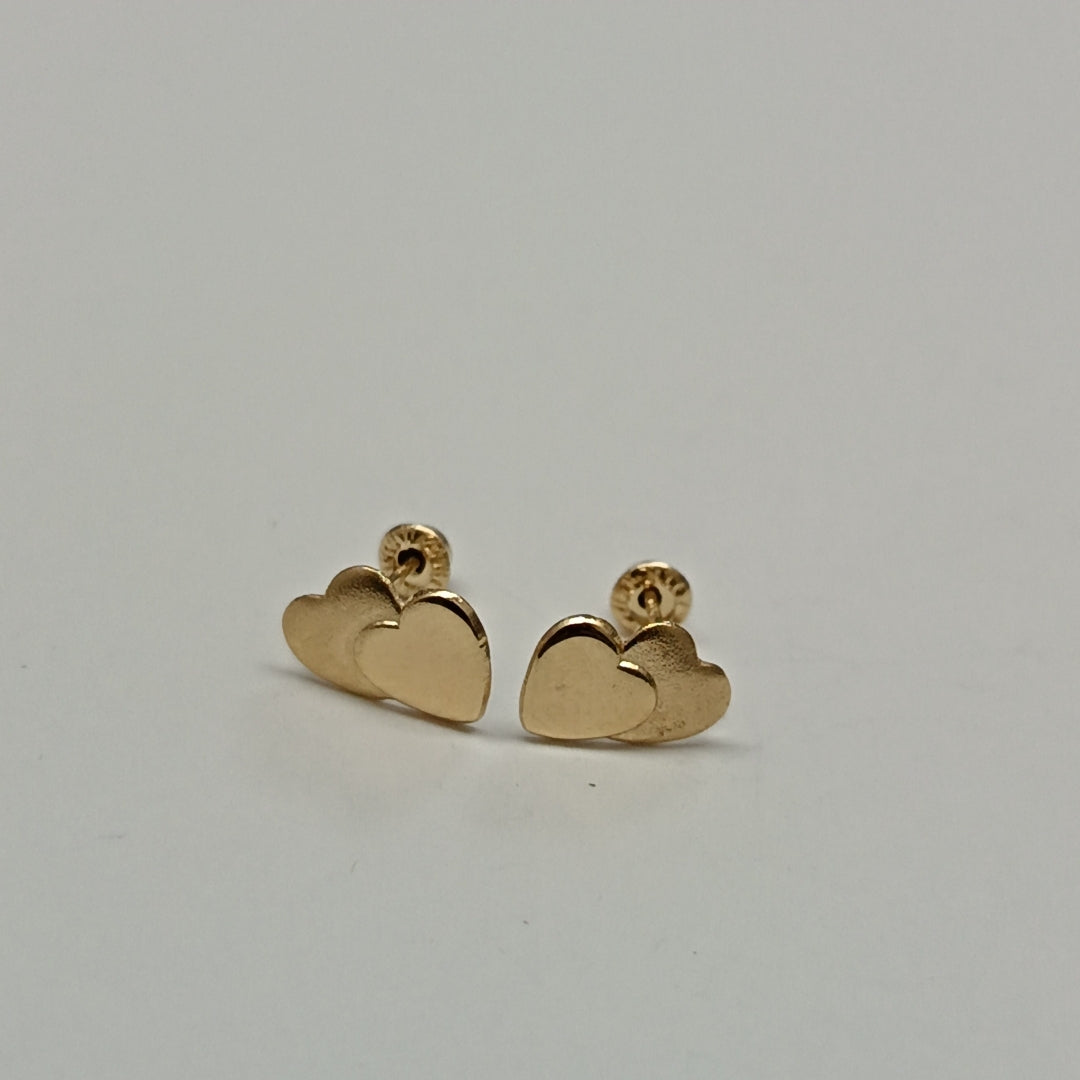 BROQUELES BROQUEL CORAZON DOBLE 14K 0.2171 GR (NUEVO)