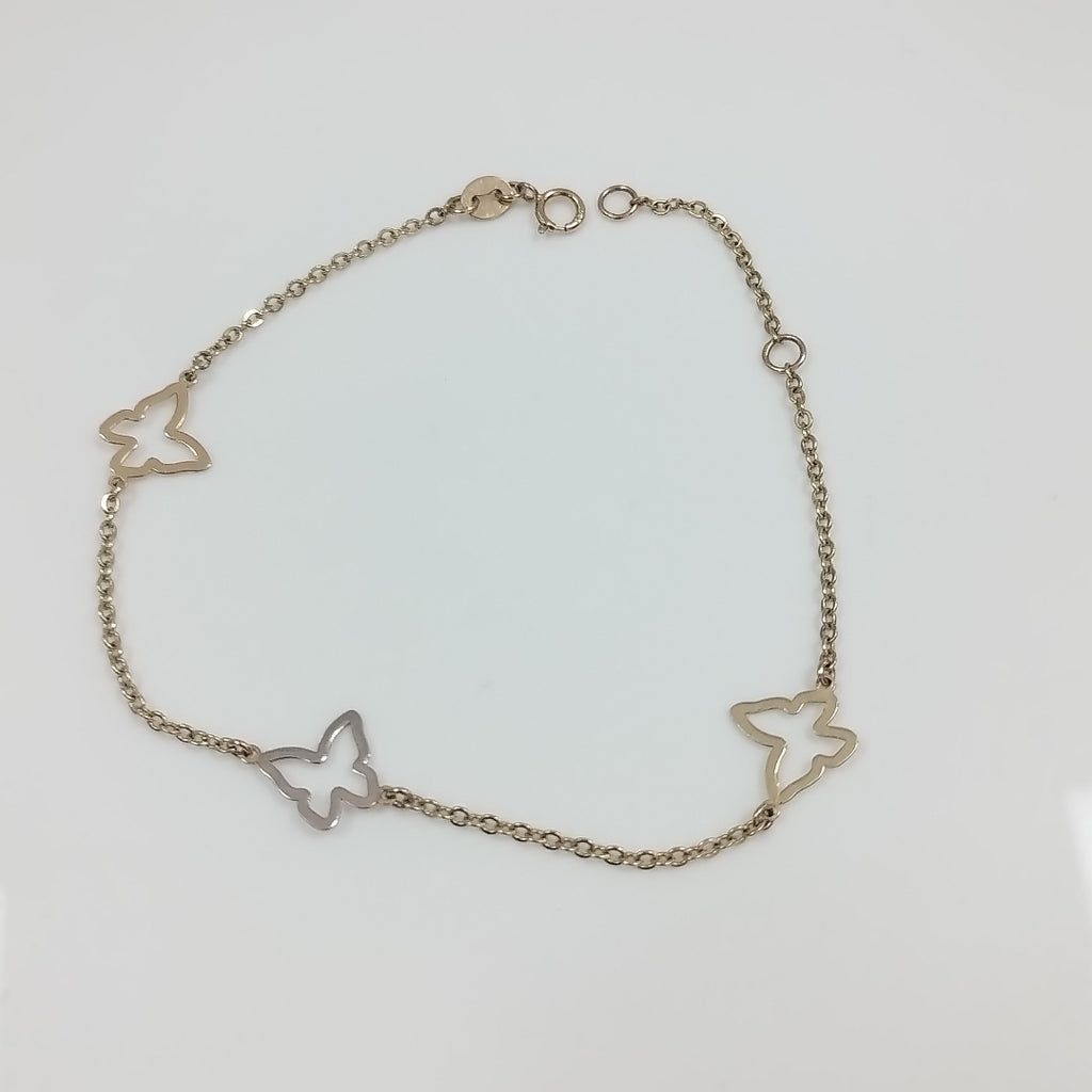 PULSERA ESPECIAL C MARIPOSAS 14K 18 CM 1.7 GR (NUEVO)