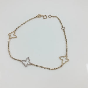 PULSERA ESPECIAL C MARIPOSAS 14K 18 CM 1.7 GR (NUEVO)