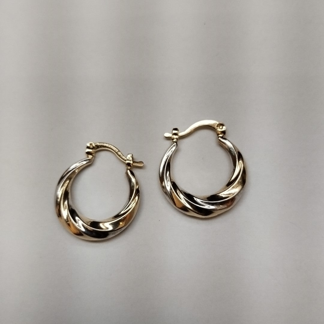 ARETES TEJIDO ARRACADA TRENZADA COMBINADA 14K 1.8 GR (NUEVO)