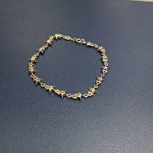 PULSERA TEJIDO ESPECIAL ESTRELLAS COMBINADAS 14K 18 CM 2.3 GR (NUEVO)