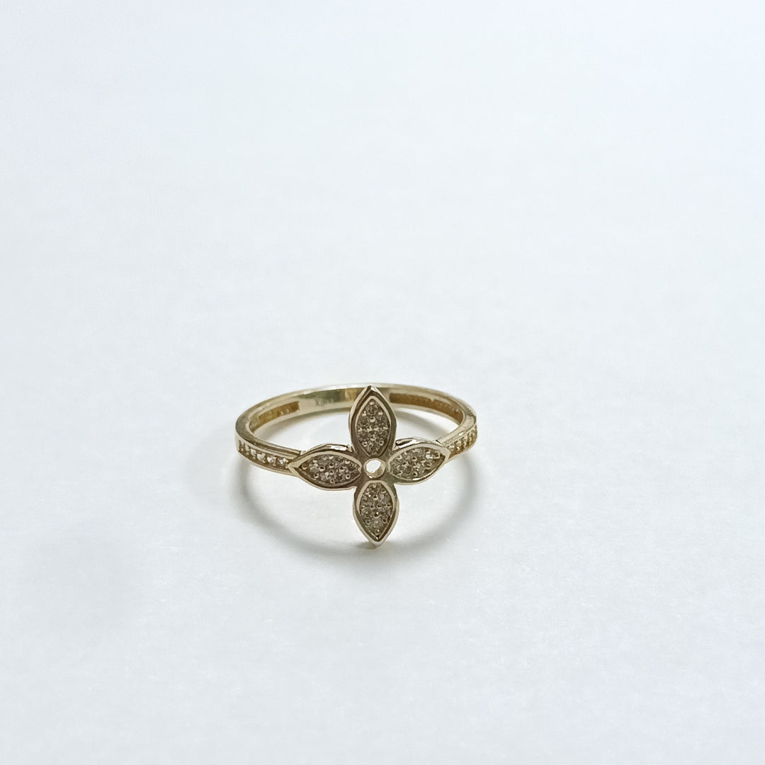 ANILLO ANILLITO FLOR C CIRCONIAS 14K 7 TALLA 1.9 GR (NUEVO)