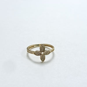 ANILLO ANILLITO FLOR C CIRCONIAS 14K 7 TALLA 1.9 GR (NUEVO)