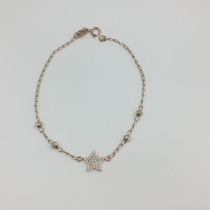 PULSERA ESPECIAL CON ESTRELLA Y CIRCONIAS 14K 18 CM 1.5 GR (NUEVO)