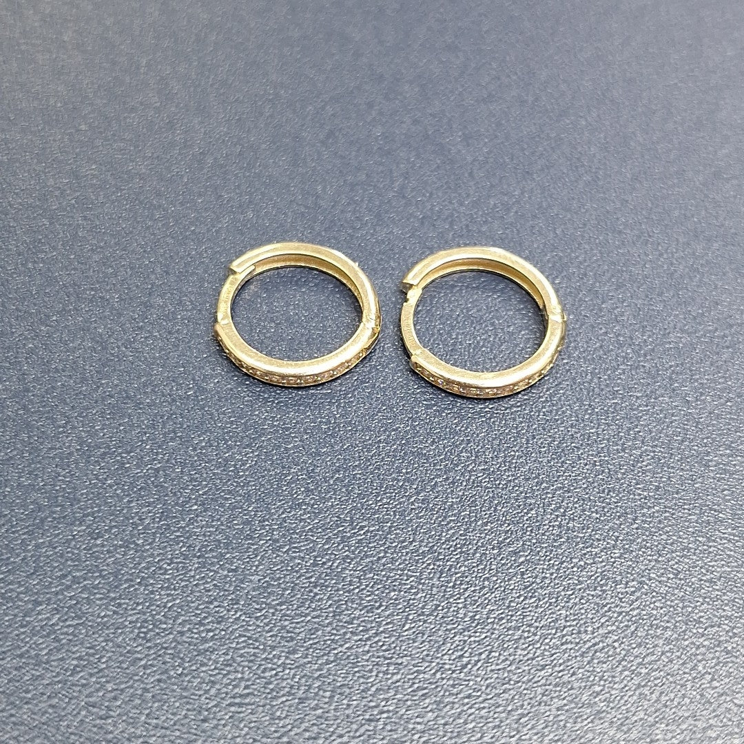 ARETES HUGGIES C CIRCONIA 14K 1.6 GR (NUEVO)