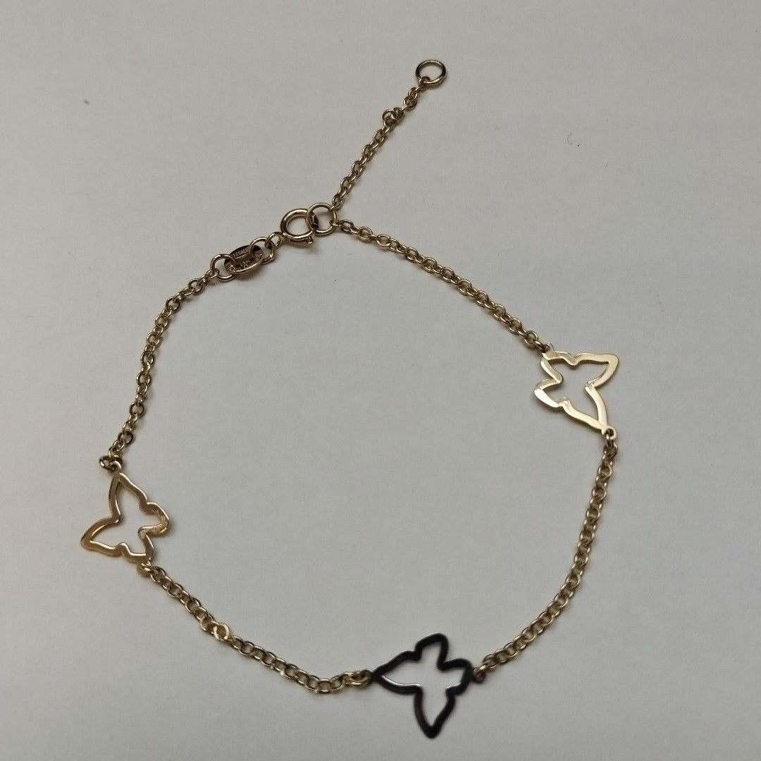 PULSERA ESPECIAL C MARIPOSAS 14K 18 CM 1.7 GR (NUEVO)