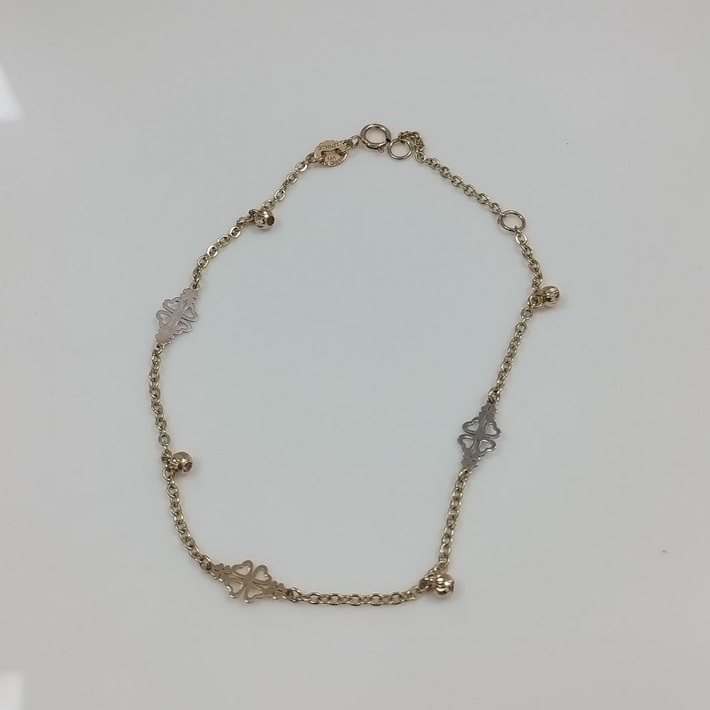 PULSERA ESPECIAL CON TREBOL 14K 18 CM 1.9 GR (NUEVO)