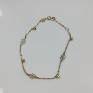 PULSERA ESPECIAL CON TREBOL 14K 18 CM 1.9 GR (NUEVO)