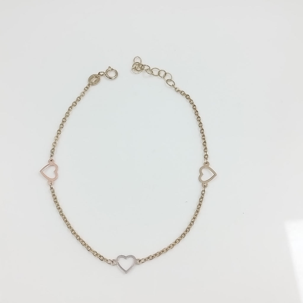 PULSERA ESPECIAL CON CORAZONES 10K 18 CM 1.2 GR (NUEVO)