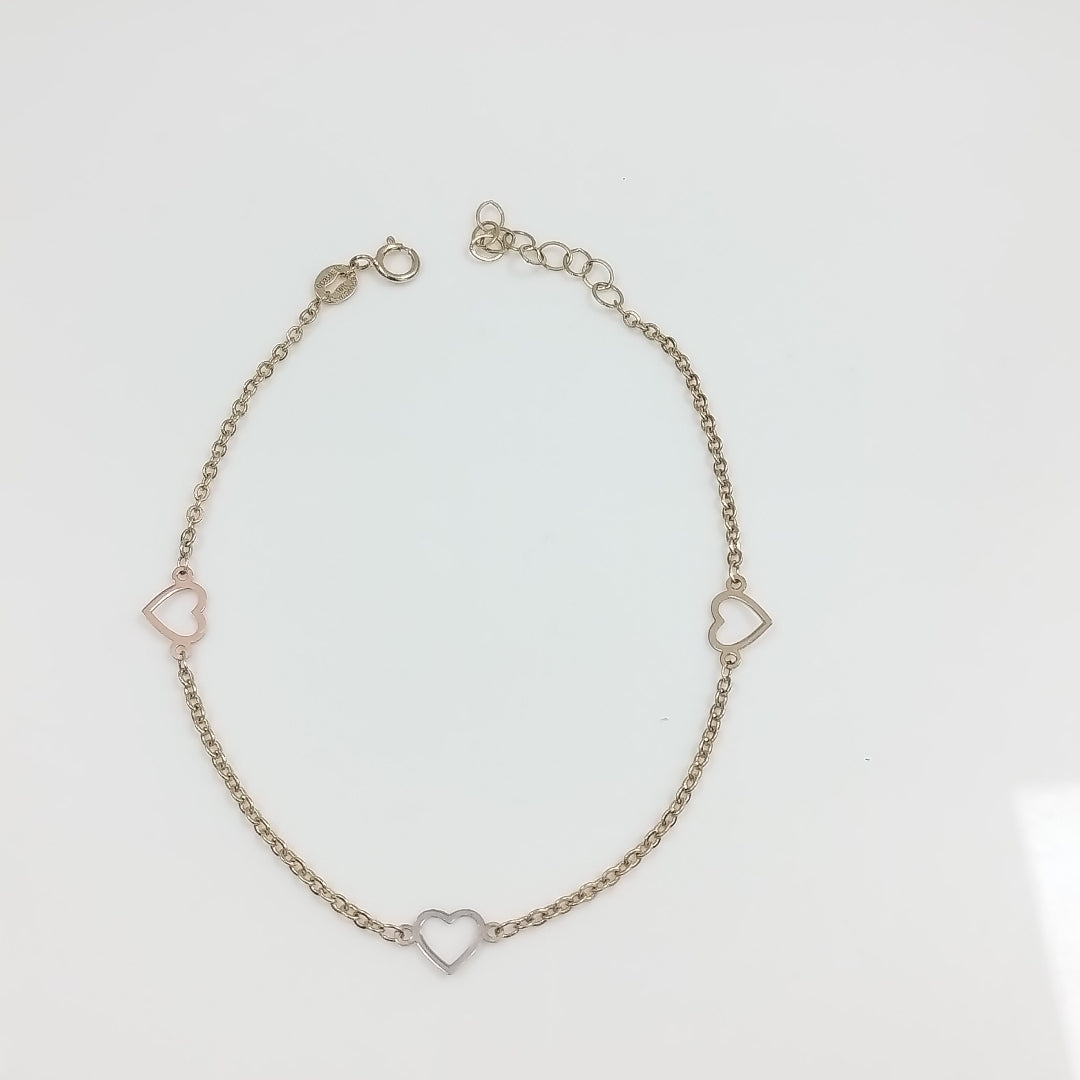 PULSERA ESPECIAL CON CORAZONES 10K 18 CM 1.2 GR (NUEVO)