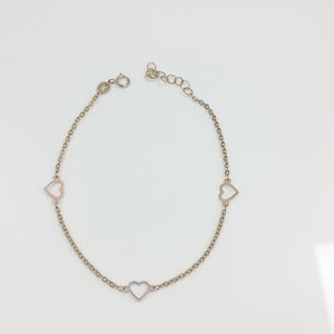 PULSERA ESPECIAL CON CORAZONES 10K 18 CM 1.2 GR (NUEVO)