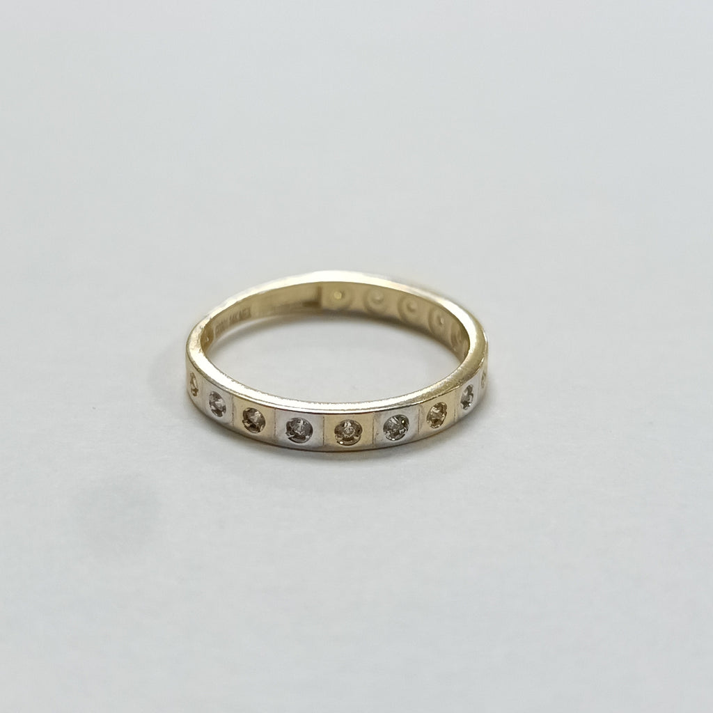 ANILLO ANILLITO C CIRCONIAS COMBINADO 14K 7 TALLA 2.2 GR (NUEVO)