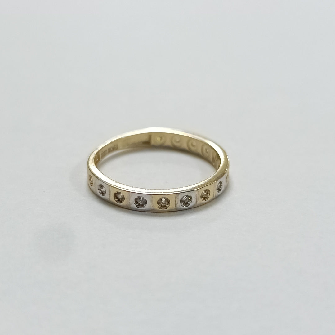ANILLO ANILLITO C CIRCONIAS COMBINADO 14K 7 TALLA 2.2 GR (NUEVO)