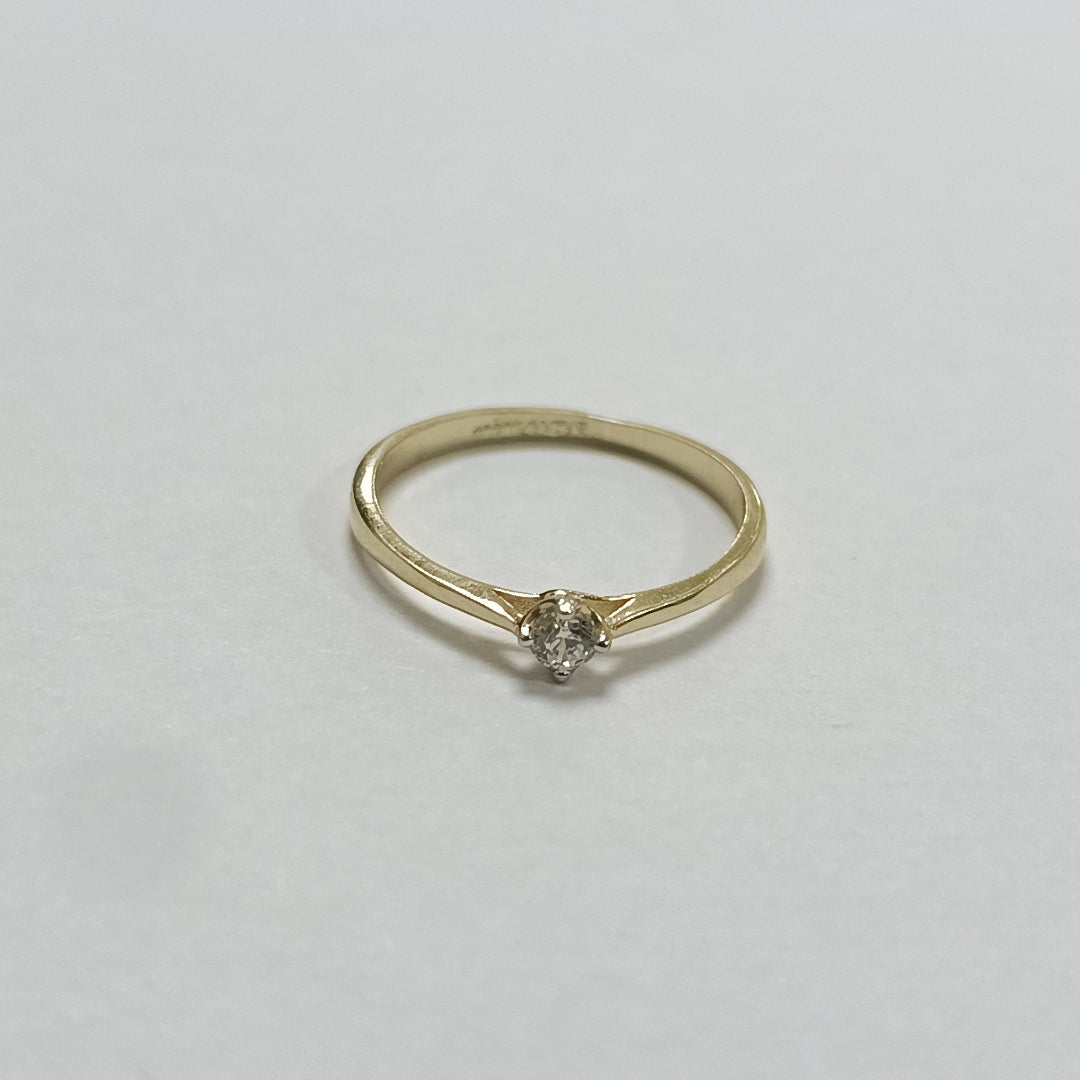 ANILLO ANILLITO SOLITARIO CIRCONIA 14K 7 TALLA 1.3 GR (NUEVO)