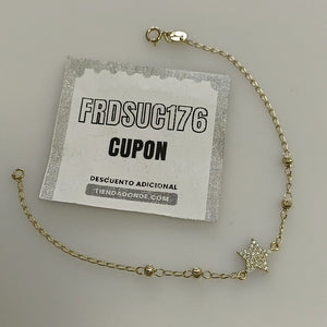 PULSERA ESPECIAL CON ESTRELLA Y CIRCONIAS 14K 18 CM 1.5 GR (NUEVO)