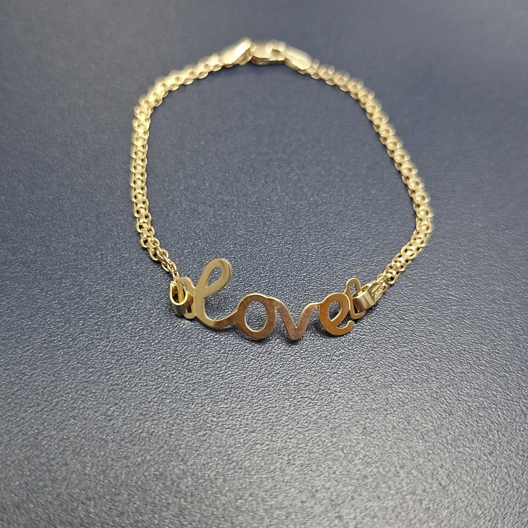 PULSERA ESCLAVA GRABADA LOVE 10K 18 CM 2.7 GR (NUEVO)